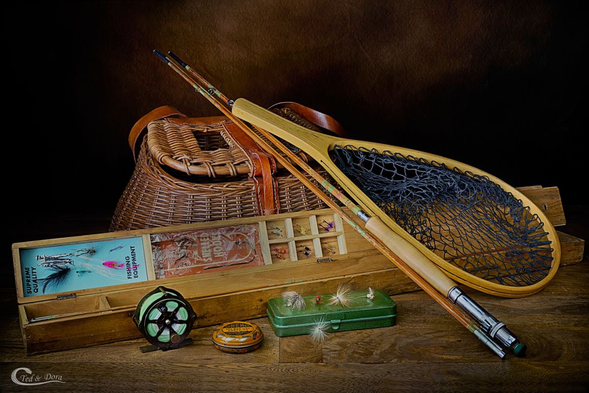 Fly Fishing Pole and Wooden Box